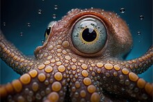 Octopus Underwater Close Up Photo, Generative AI