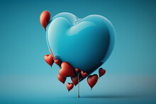 Heart Shaped Balloons. Heart Balloon On Blue Background.selective Focus.Generative AI,