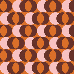 Poster - Retro aesthetic seamless pattern in style 60s, 70s. Mid century background with crescent moon. Geometric vector print