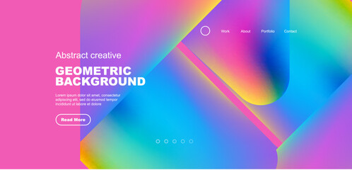 Leinwandbilder - Liquid shapes with flowing gradient colors. Geometric circle round triangles. Vector illustration for wallpaper, banner, background, leaflet, catalog, cover, flyer