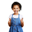 © peopleimages.com - A mixed race girl giving thumbs up isolated on a png background. Cute hispanic child posing inside. Happy and cute kid giving support, being positive and gesturing, I agree