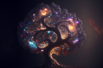 The space tree of all life and existence, Generative AI