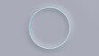 © RocknRoller Studios - White Surface with Embossed Shape and Turquoise Illuminated Trim. Tech Background with Neon Circle. 3D Render.