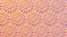 Classical Light Decorative Pattern Wallpaper. Pink And Yellow 3D Stucco Background.