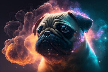 Wall Mural - Spirit animal - Pug, Generative AI