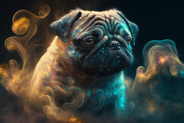 Wall Mural - Spirit animal - Pug, Generative AI
