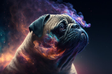 Wall Mural - Spirit animal - Pug, Generative AI