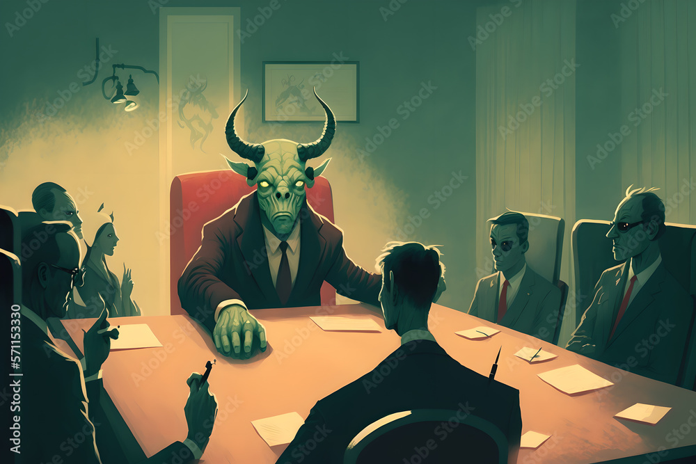 A meeting in the office of the boss who is lucifer, the prince of ...