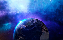 Three Dimensional Render Of Planet Earth Floating In Outer Space