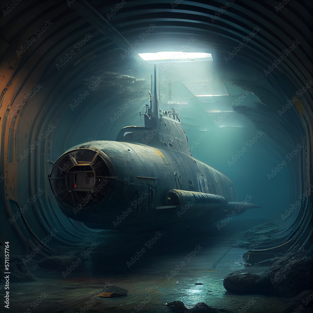 Small Sub Ocean Naval submarine submerge deep underwater Stock Illustration | Adobe Stock