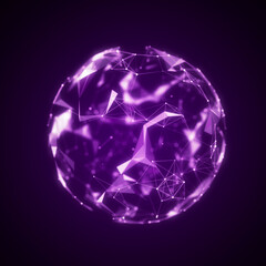 Poster - Futuristic sphere made of particles for connect network. Flow of particle in cyberspace. Space energy concept. 3D rendering.