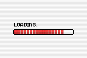 Poster - Pixel 8-bit Loading bar  with glitch effect.