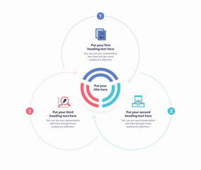 Poster - Simple infographic for business analytics with three stages. Modern diagram with flat colorful icons.