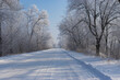Winter landscape with slippery country road in Dnipropetrovsk oblast in Ukraine