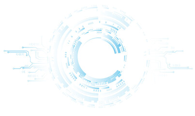 Fototapete - Abstract blue computer technology background with circuit board and  circle tech.illustration for elements
