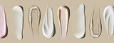 banner cosmetic smears cream texture on pastel background