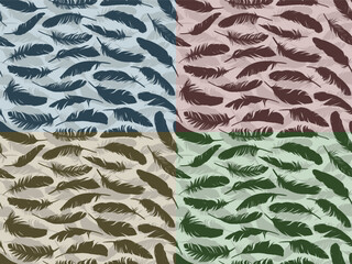 Sticker - The set of samless backgrounds with bird feathers. 
