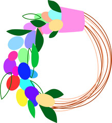 Sticker - Easter Wreath with colourful eggs