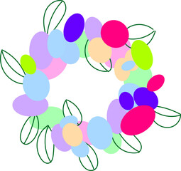 Poster - Easter wreath with colourful eggs