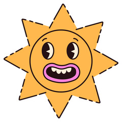 Wall Mural - Retro trendy sticker sun in 90s style. 90s baby. Nostalgia for old aesthetic 90s -2000s. Y2K. Vector illustration