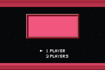 Poster - Retro 8 bit game screen background. Start new game.