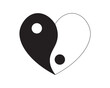 Yin yang symbol in heart shape, vector illustration for fashion, card, poster, sticker prints