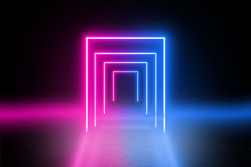 Poster - Glow Lines  Blue And Purple Neon Light.