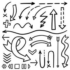 Aufkleber - art journal arrow set graphic monochrome vector linear elements isolated on white background