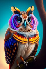 Wall Mural - colorful owl portrait