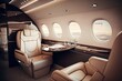 Luxurious Private Jet with Leather Seats Interior 2. Generative AI.