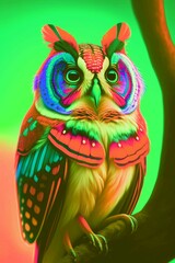 Wall Mural - colorful owl portrait