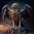 Griffin, eagle, hawk, The mythical creature. Generative AI.