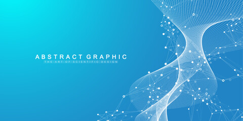Wall Mural - scientific vector illustration genetic engineering, dna helix, dna strand, molecule or atom, neurons