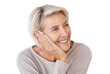 © peopleimages.com - A senior woman resting her head or chin on her hand in Skincare, health and beauty with a mature female looking to wellness and healthy lifestyle isolated on a png background.