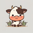 Cow chibi cute kawaii cow graphic farm icon illustration