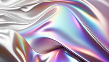 White Abstract Holographic Background. Holograph Color Texture With Foil Effect. Halographic Iridescent Backdrop. Pearlescent Gradient For Design. Generative Ai