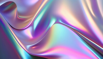 Wall Mural - holographic iridescent smooth foil background created with generative ai