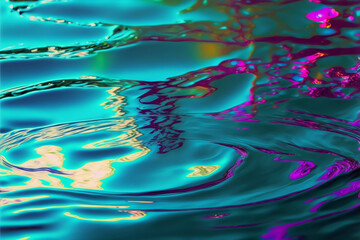 Wall Mural - iridescent metallic water surface created with generative ai 