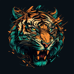  Roaring tiger head vector illustration