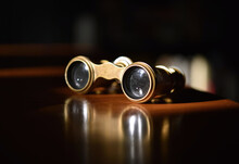 Closeup Of A Vintage, Antique Pair Of Opera Glasses