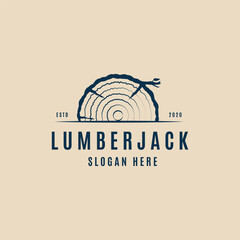 Wall Mural - lumberjack vintage logo minimalist vector illustration design