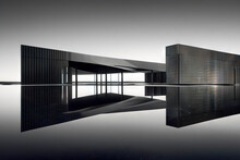 Abstract Architechture, Concrete House Mirror Reflections