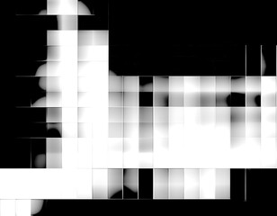 Poster - A blown highlights abstract design of random squares in black and white