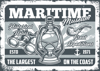 Sticker - Maritime museum flyer vintage monochrome