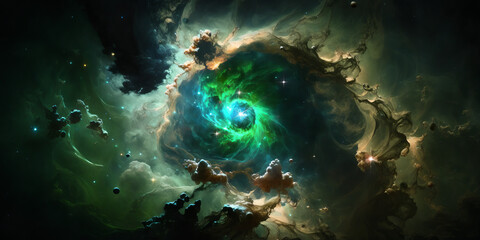 Wall Mural - green galaxy