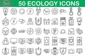 Sticker - Ecology Icons Collection, 50 Line Icons Illustration