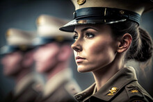 Woman Soldier At Military Graduation. Generative AI