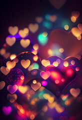 Wall Mural - Abstract bokeh hearts background.