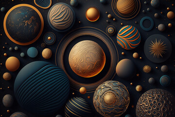 Wall Mural - solar system planets pattern background texture, detailed art