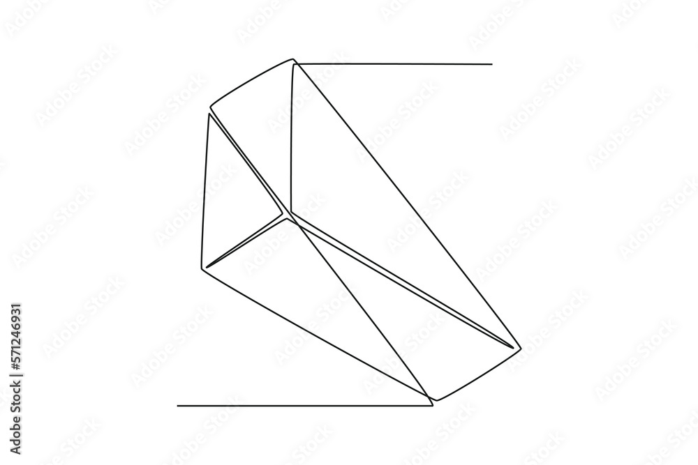 Continuous one line drawing triangular prism. Geometric shapes concept ...